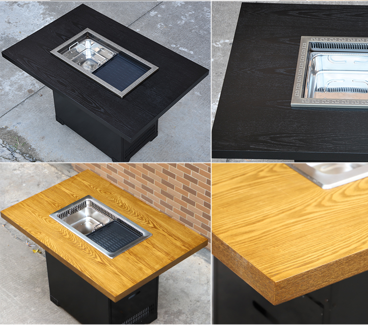 Custom solid wood restaurant table for hot pot and BBQ restaurant