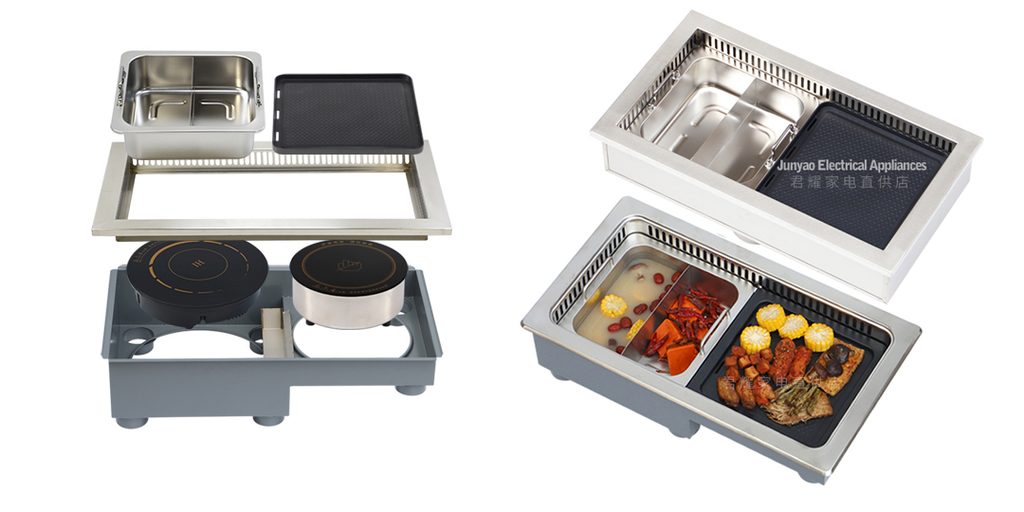 Built-in commercial induction and ceramic cookers for hot pot restaurant