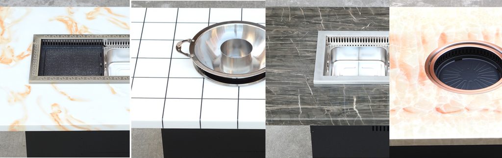 Custom marble restaurant table for commercial hot pot dining